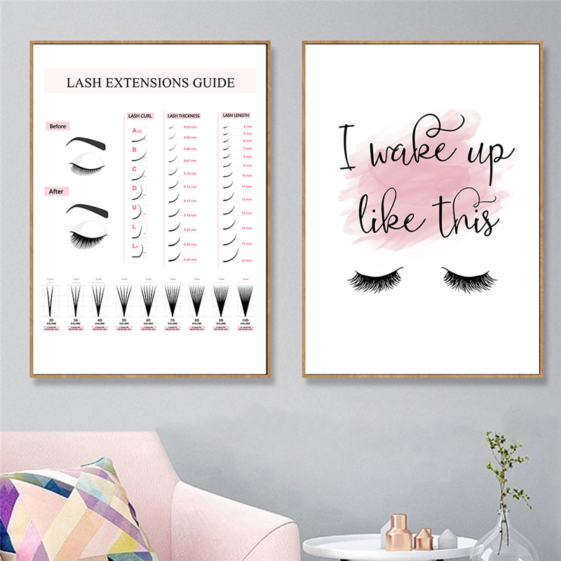 Eyelash Extension Quotes - Póster guía de extensiones de pestañas,