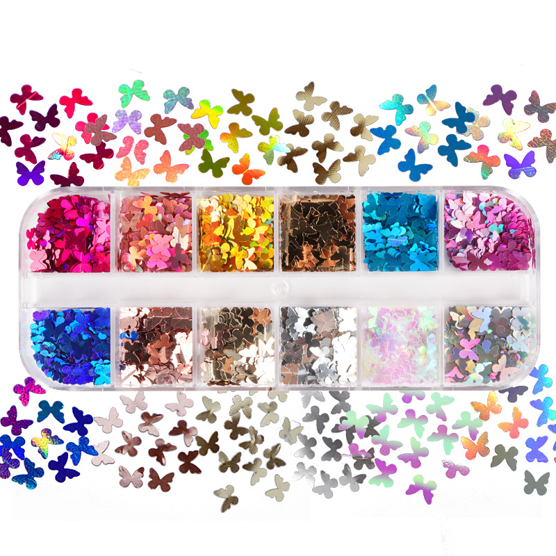 Eyelash Extension Class - Mariposa fluorescente de colores mezclados, accesorios